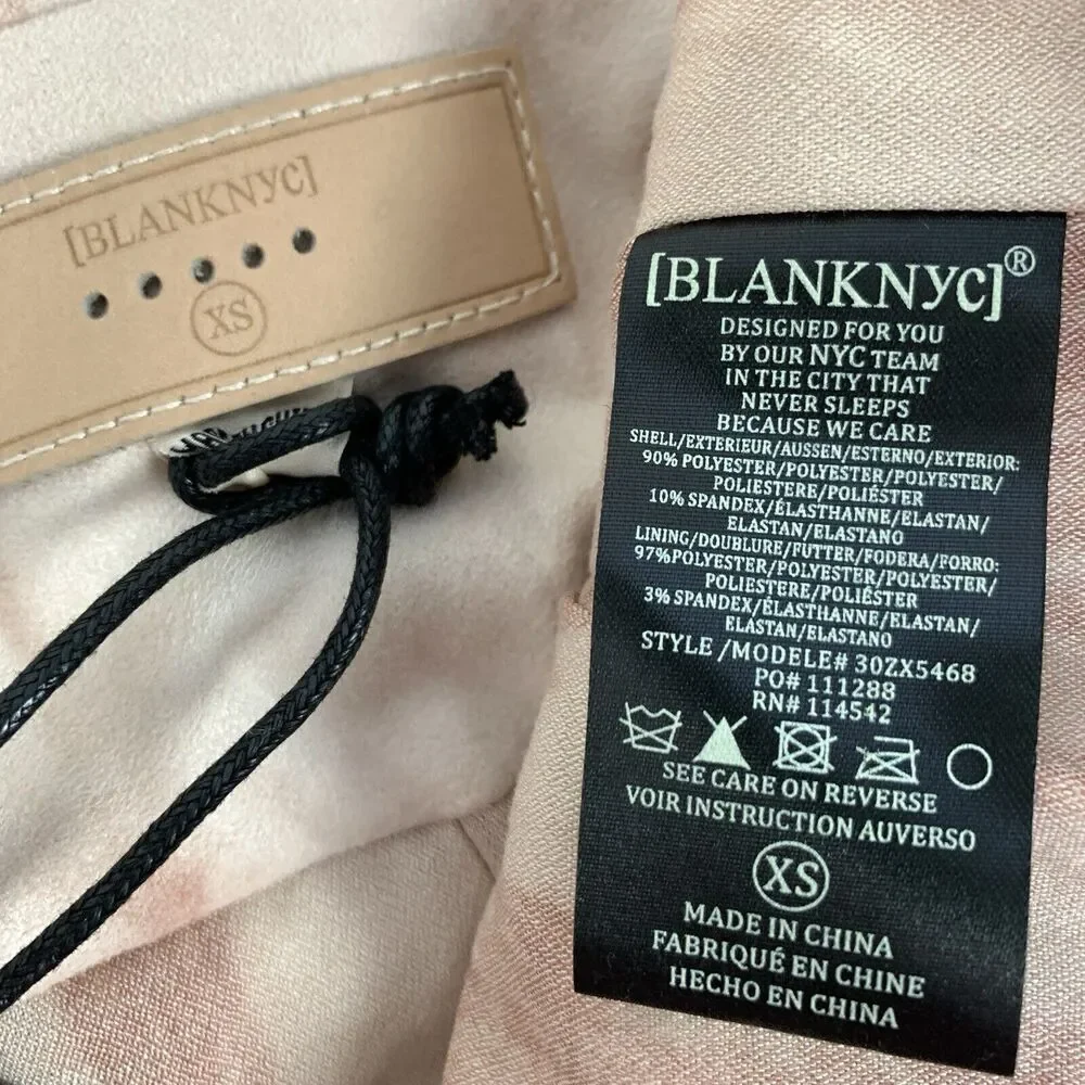 Anthropologie BlankNYC Hippie Dippe Faux Suede Jacket XS Pink Cream Moto Boho - Picture 8 of 13